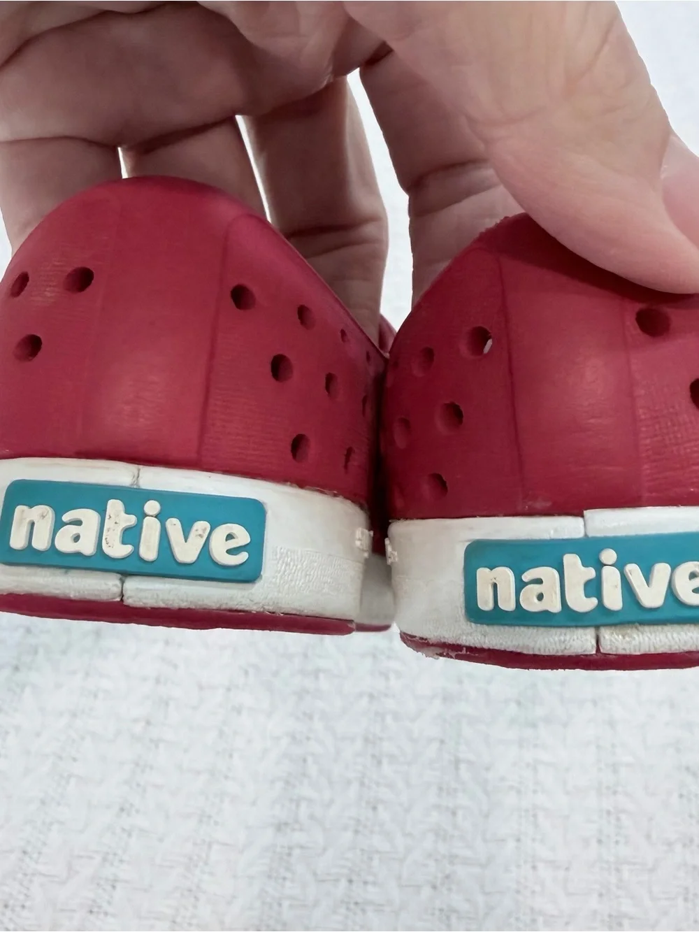 Native Kids Water Shoes in Burgundy with White Toe Caps